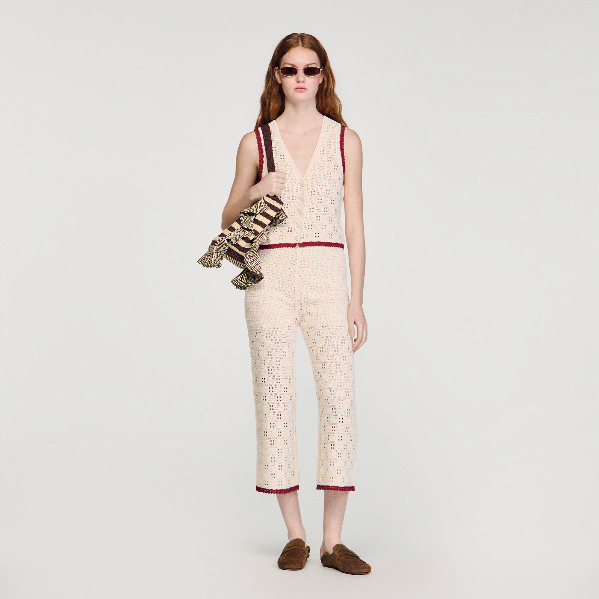 Pantalon en maille look crochet