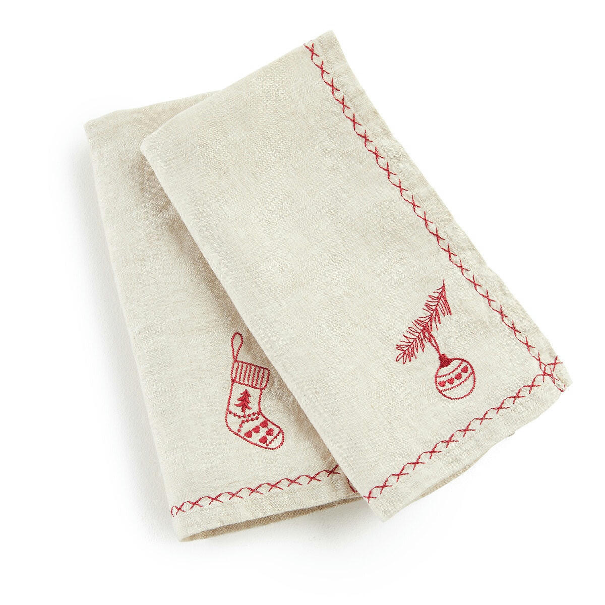 Lot de 2 serviettes de table, lin lavé, Aska