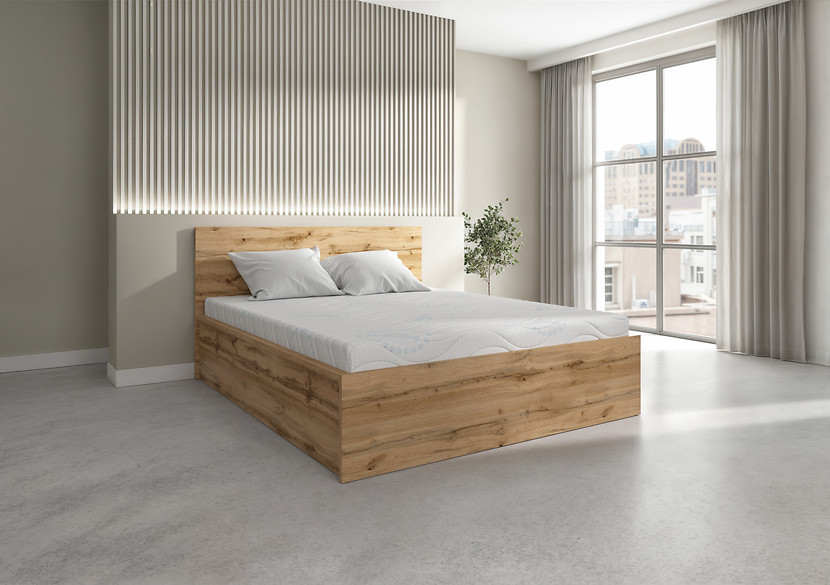 Łóżko Tetrix 160x200 ze stelażem i pojemnikiem dąb wotan