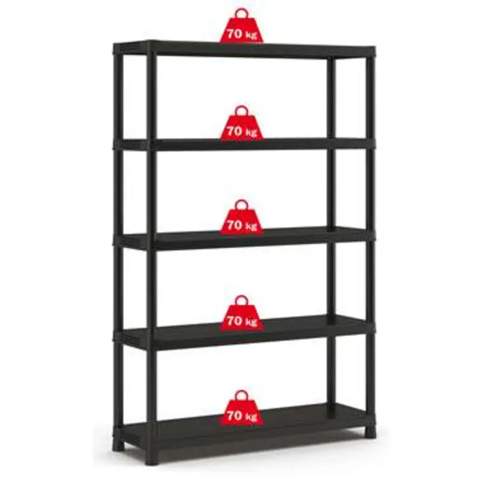 Keter Plus Stellingrek 120/5 - 5 Planken - 120x40x187 cm - zwart