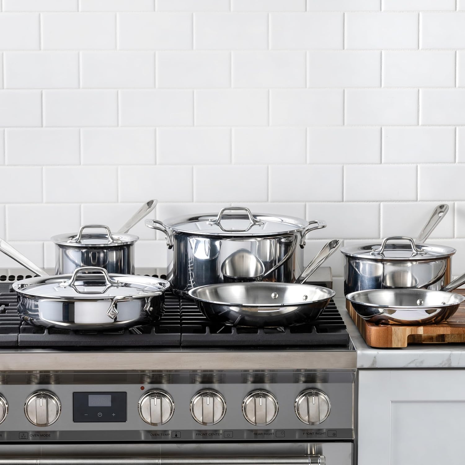 All-Clad D3® Stainless Steel 10 Piece Cookware Set- Made in USA- Includes Frying Pans, Saucepan, Sautépan, Stockpot - Professional Grade -Oven Safe & Induction Compatible