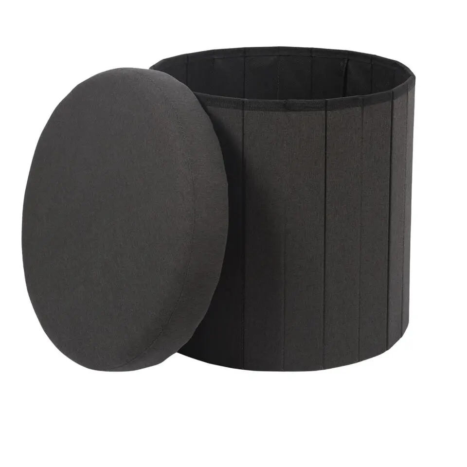 Home Deco Factory Poefje - opbergbox - zwart - 38 x 38cm