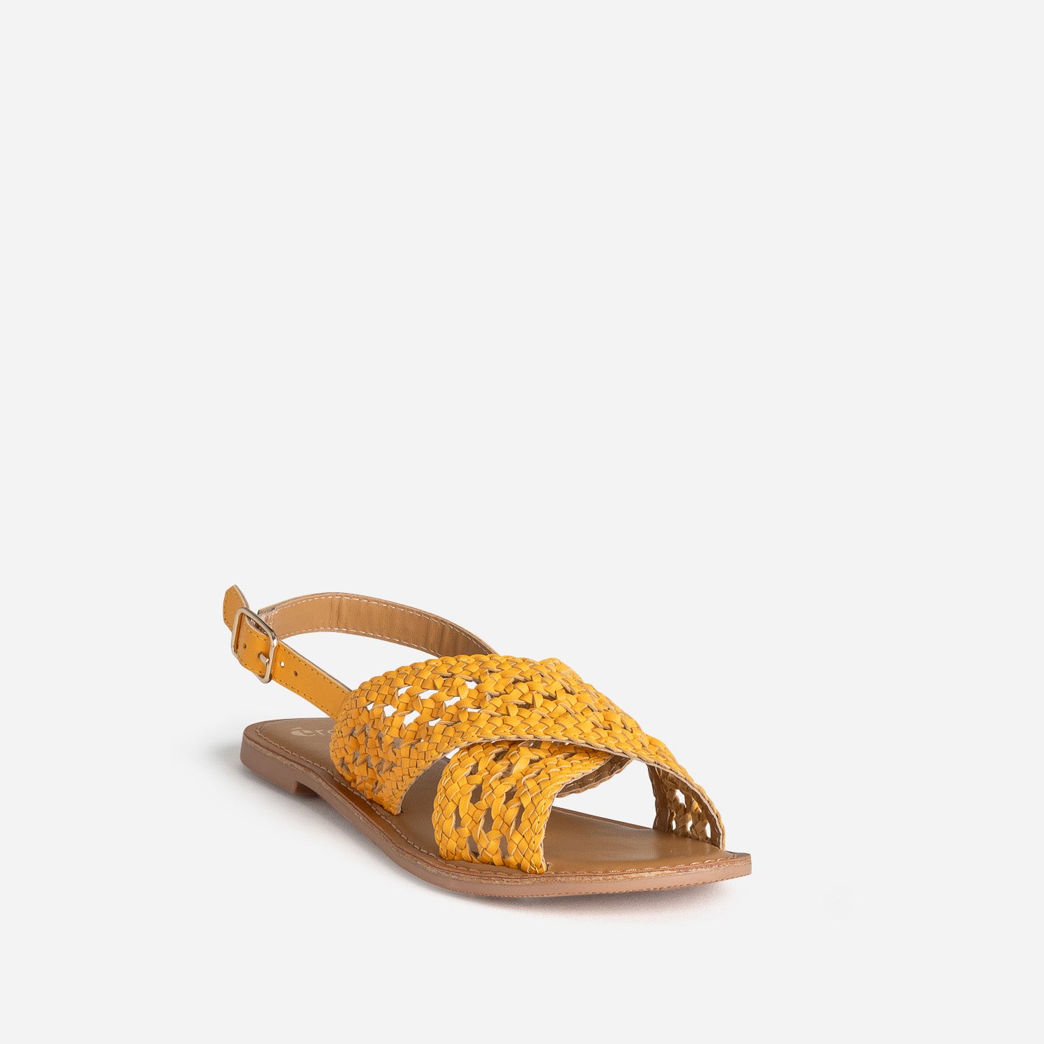 Sandale ocre cuir tressé