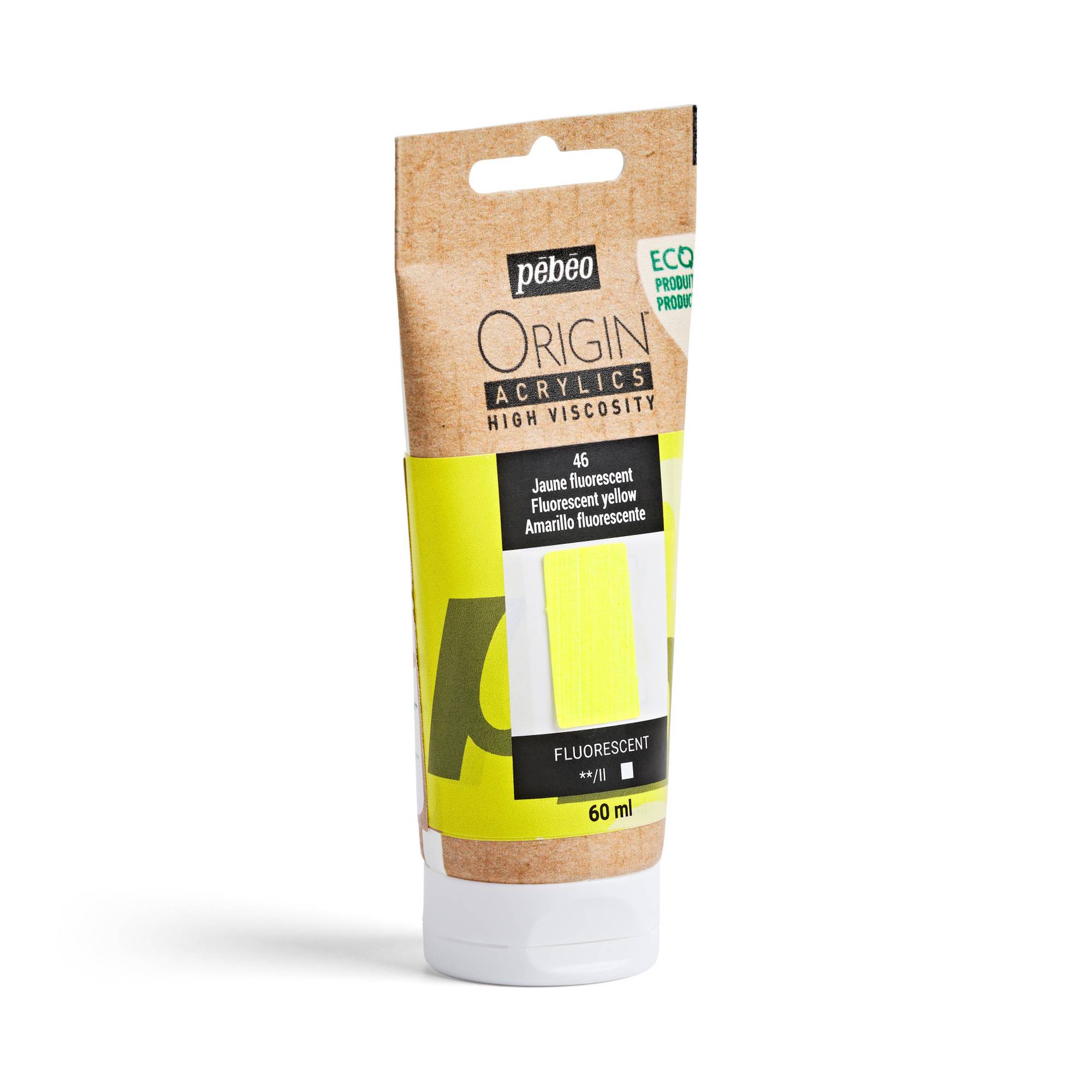 Pebeo Origin Fluorescent Yellow Acrylic Paint 60ml