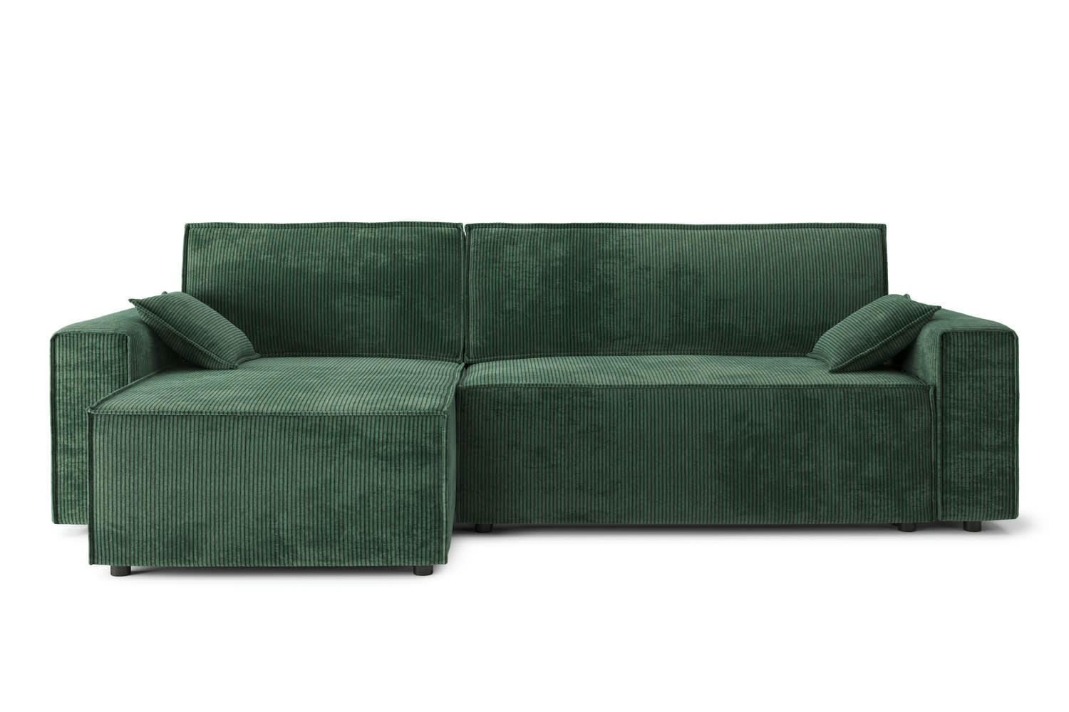 MARIUS - Canapé d'angle convertible en velours côtelé 4 places vert