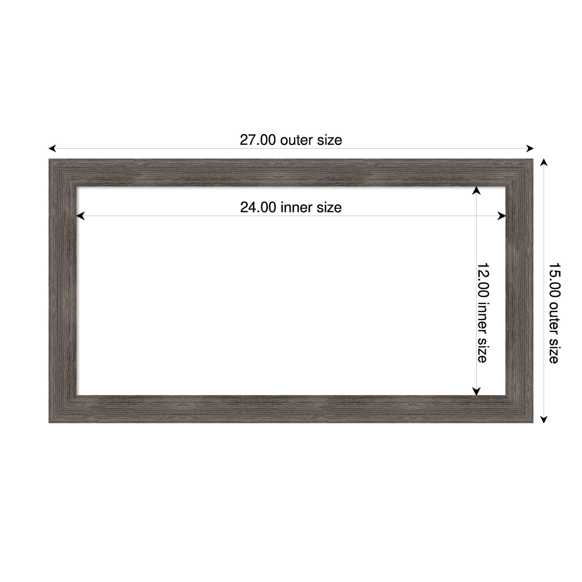Amanti Art Pinstripe Lead Grey Framed Dry Erase Magnetic Board