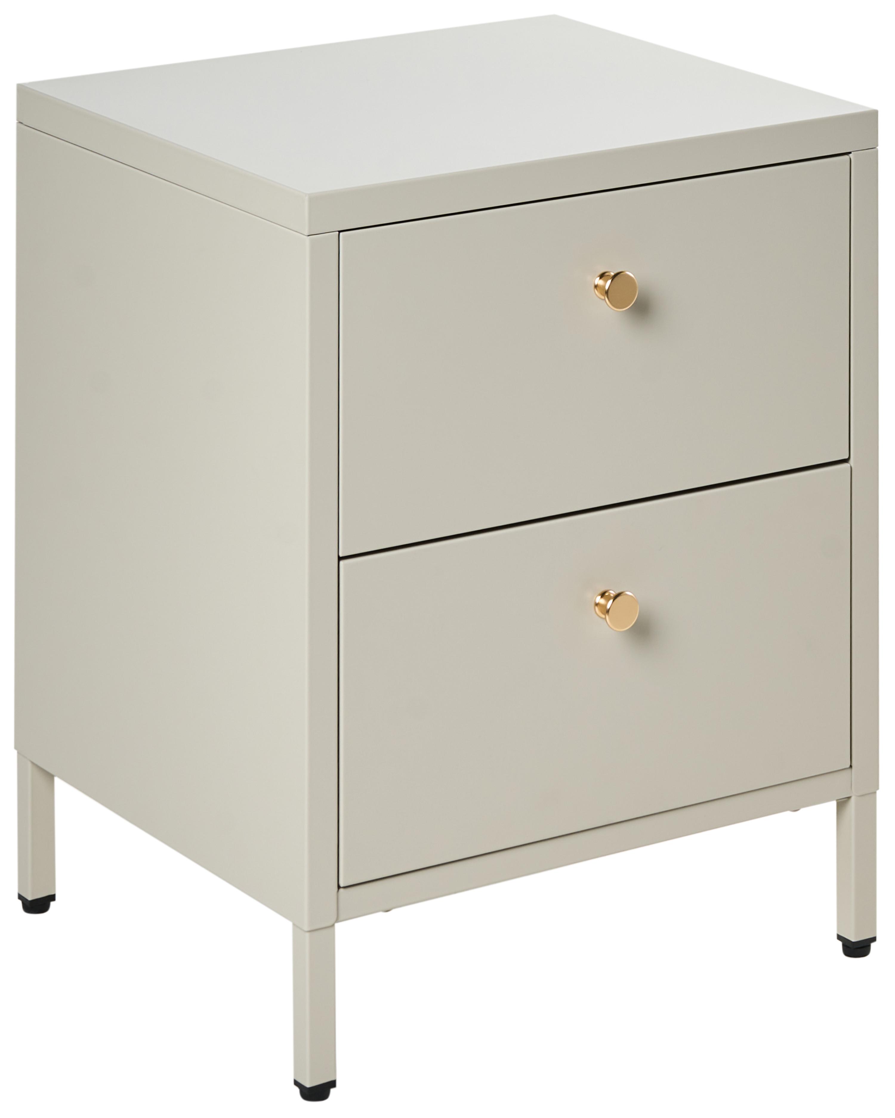 2 Drawer Bedside Table KYLEA Metal Beige