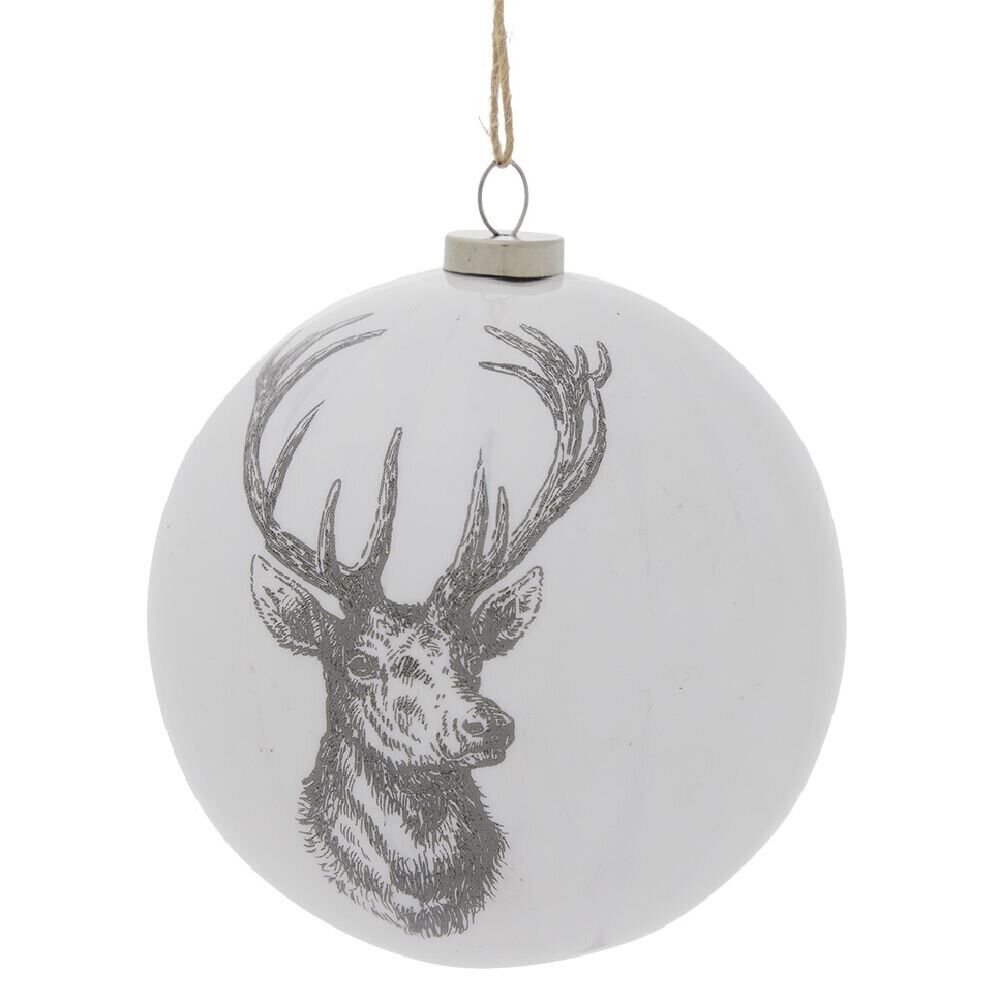Boule de No&euml;l blanche motif gravure esprit scandinave nature - 4 modèles