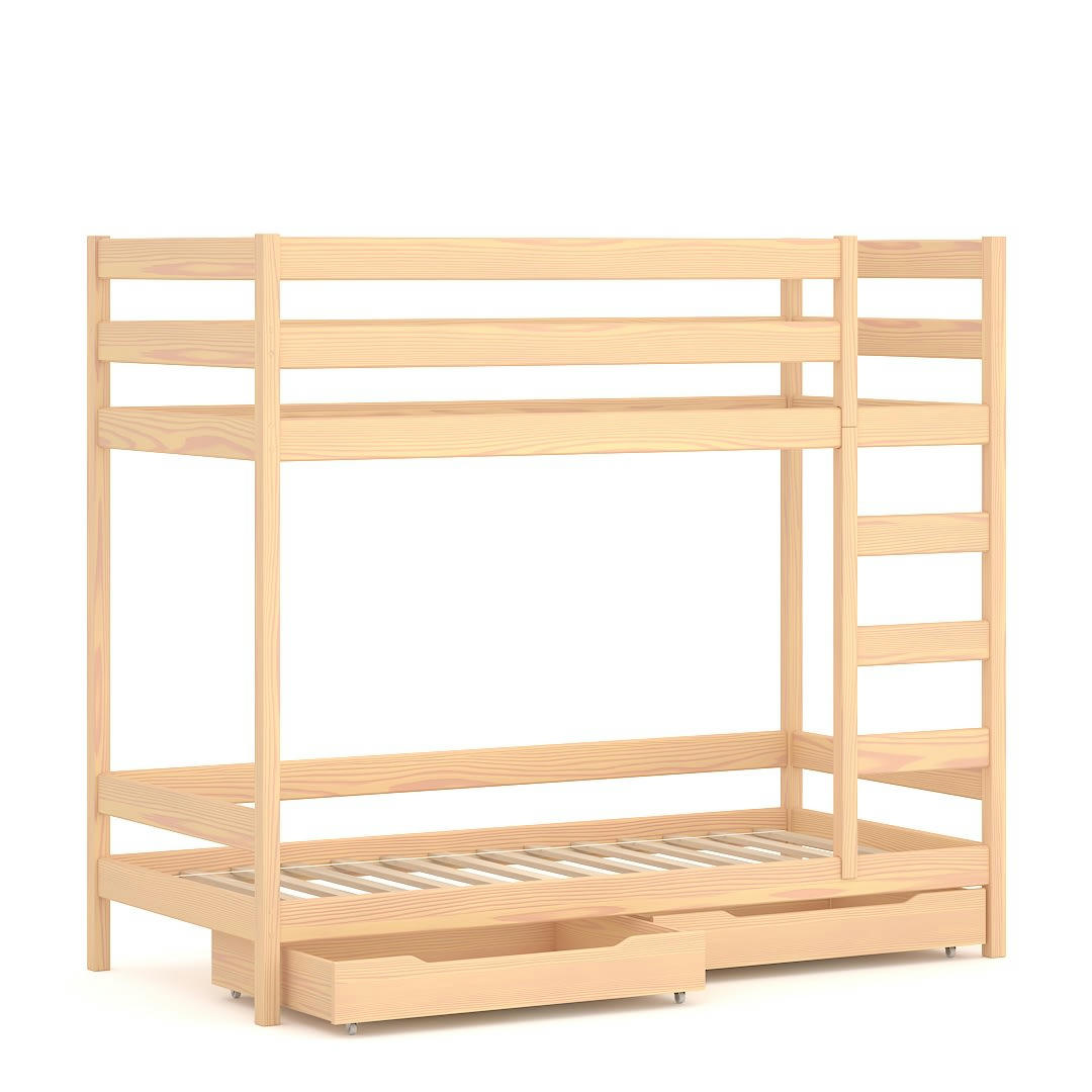 - Lit superposé en pin massif 180x80 chêne blanchi