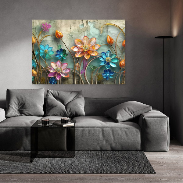 Feeby Obraz na płótnie, Szklane kwiaty abstrakcyjne Kolorowe 60x40