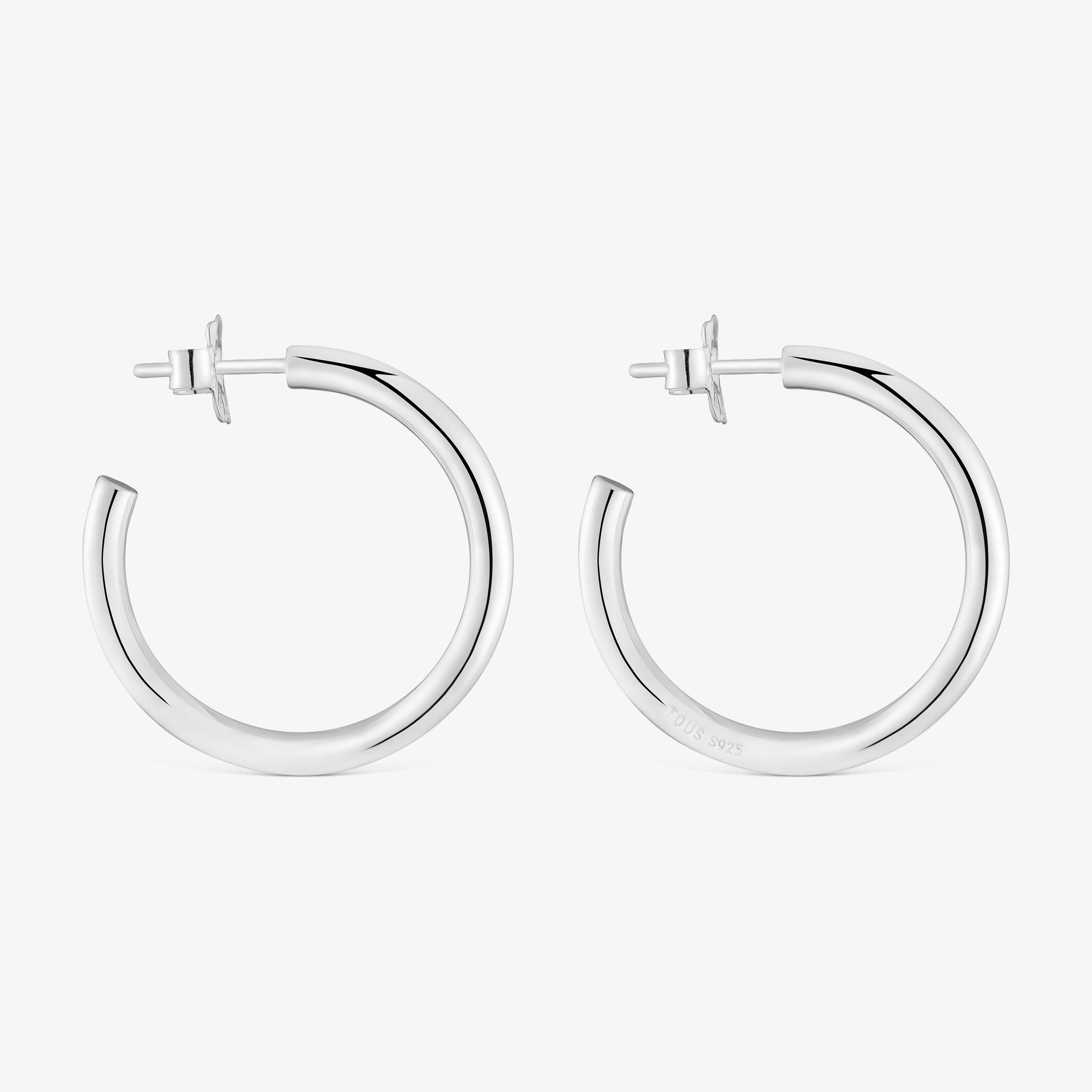 Pendientes de aro largos de plata 24 mm Basicos