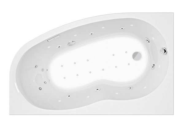 Baignoire balnéo asymétrique angle droit 160 x 100 cm Allibert Intensea Elba Duo   tablier