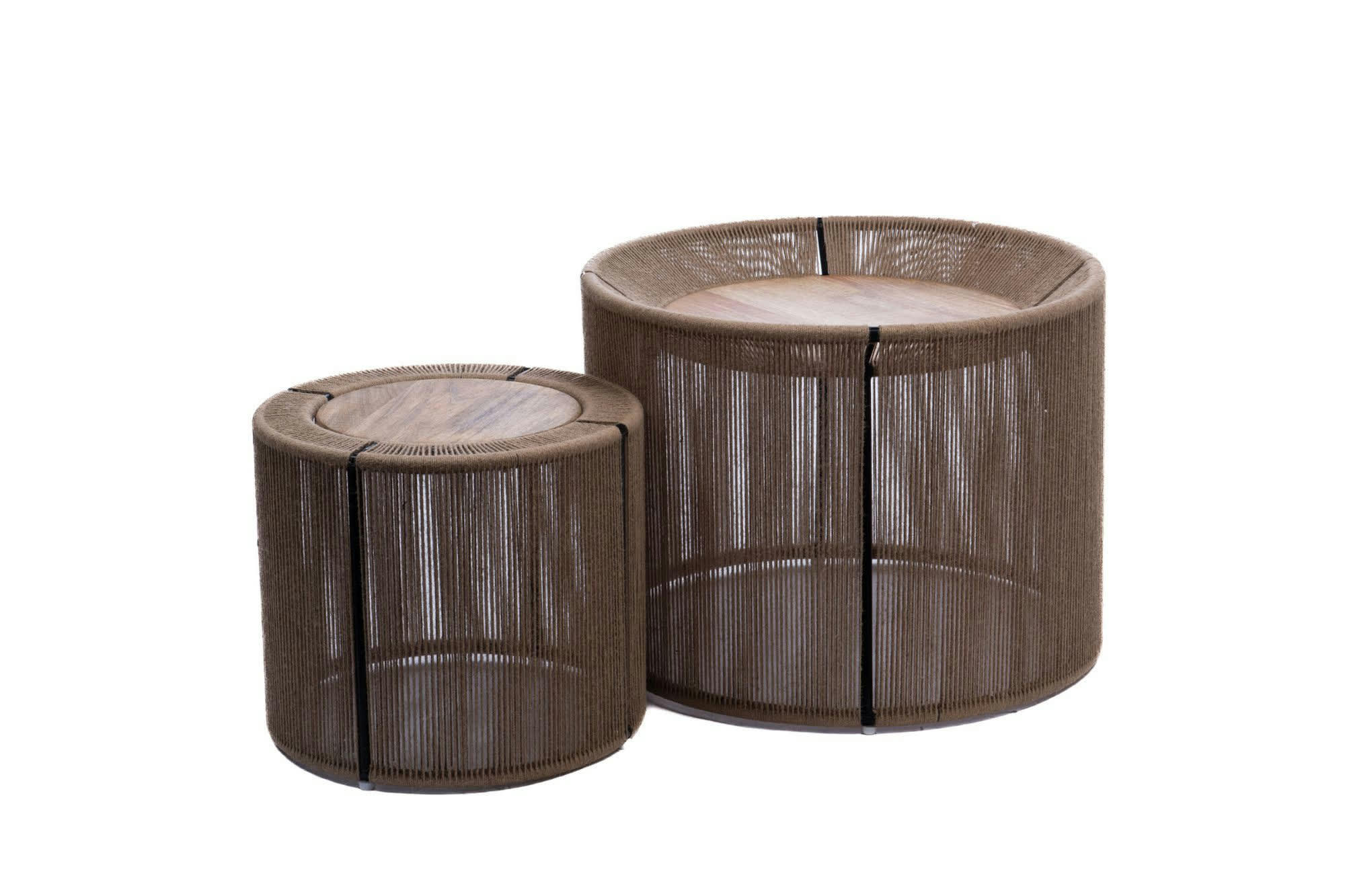 KRUGER - Table basse ronde en métal manguier et jute D66