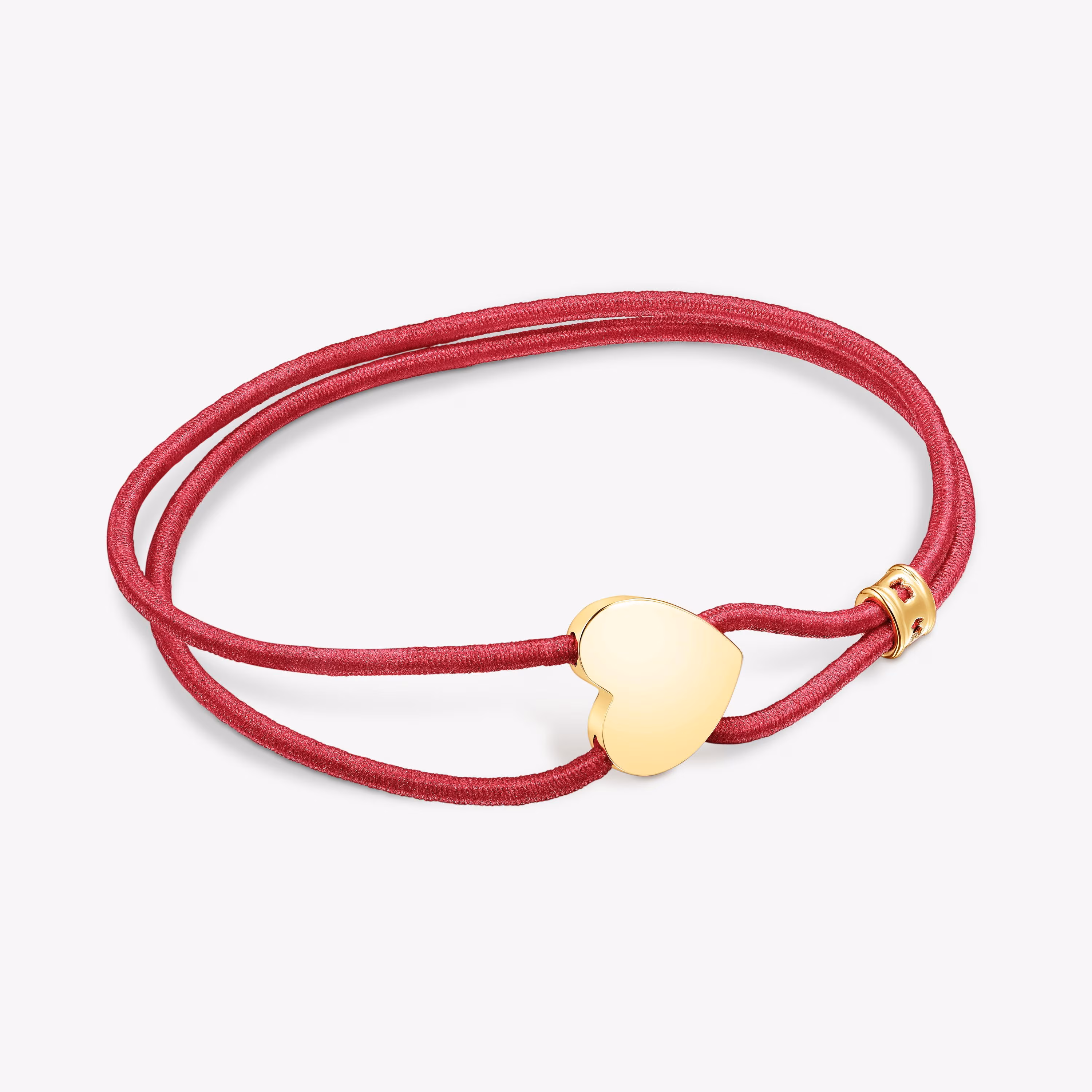 Pulsera elástica roja con corazón con baño de oro 18 kt sobre plata Sweet Dolls