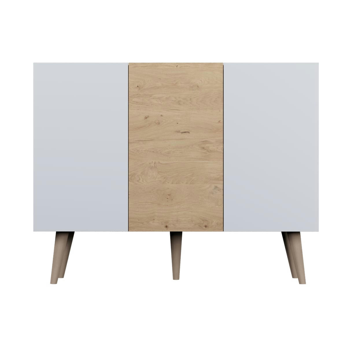 - Commode 3 portes blanc et naturel