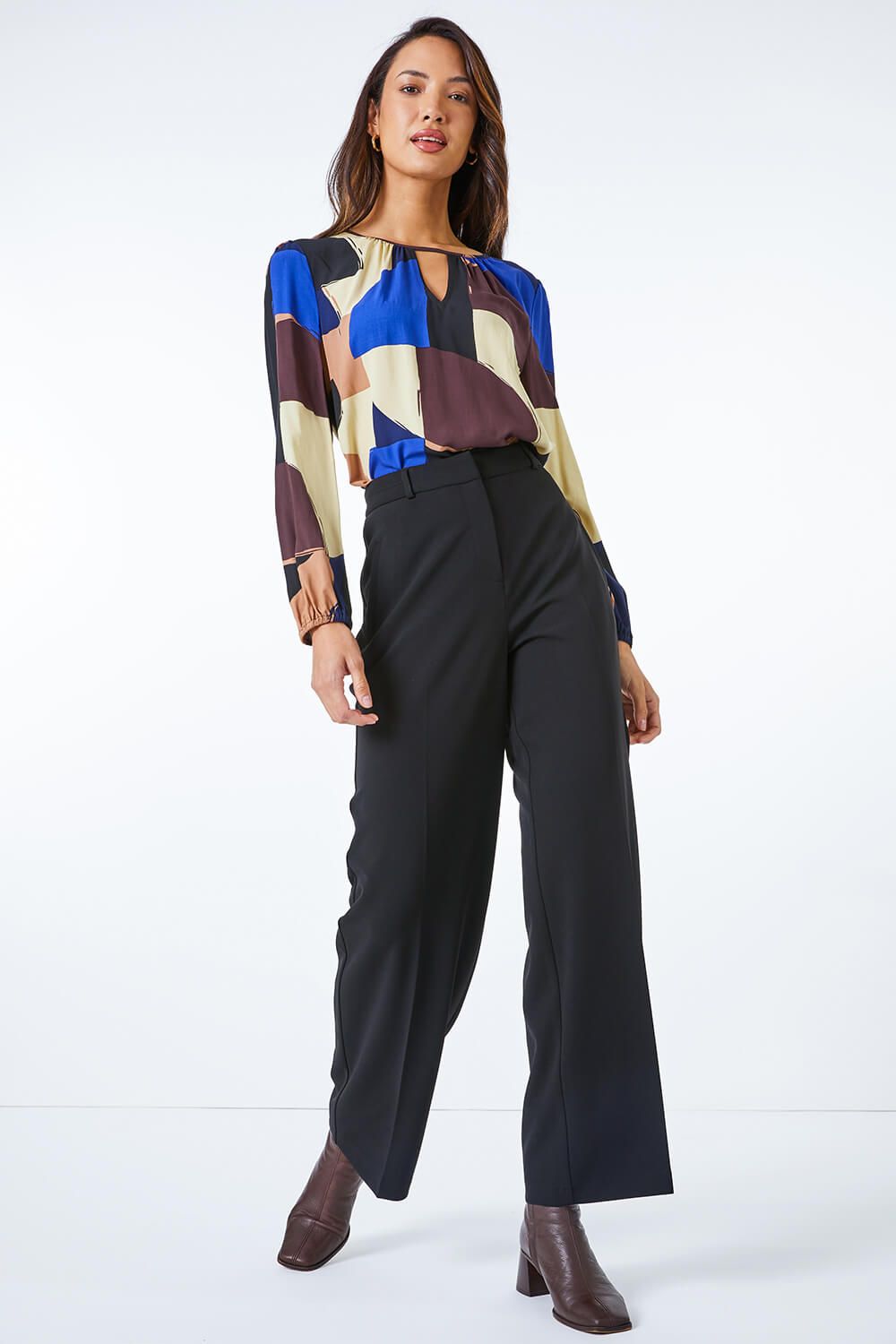 Roman Long Wide Leg Stretch Trousers