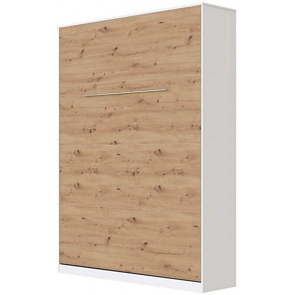 Lit escamotable  2 Placards Vertical 90x200 (100x2)cm Lit Mural Standard Blanc-Chêne Sauvage