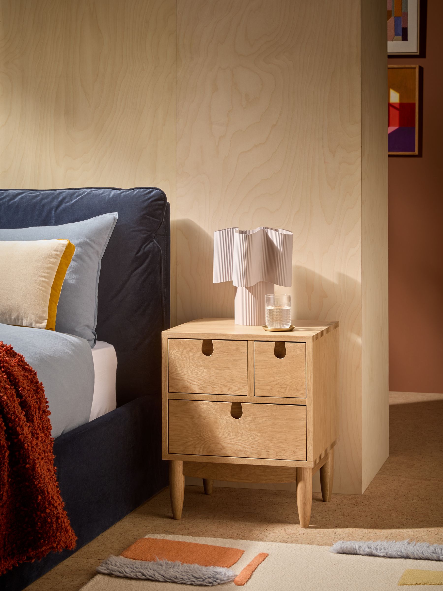 Penn 3 Drawer Bedside Table in Oak