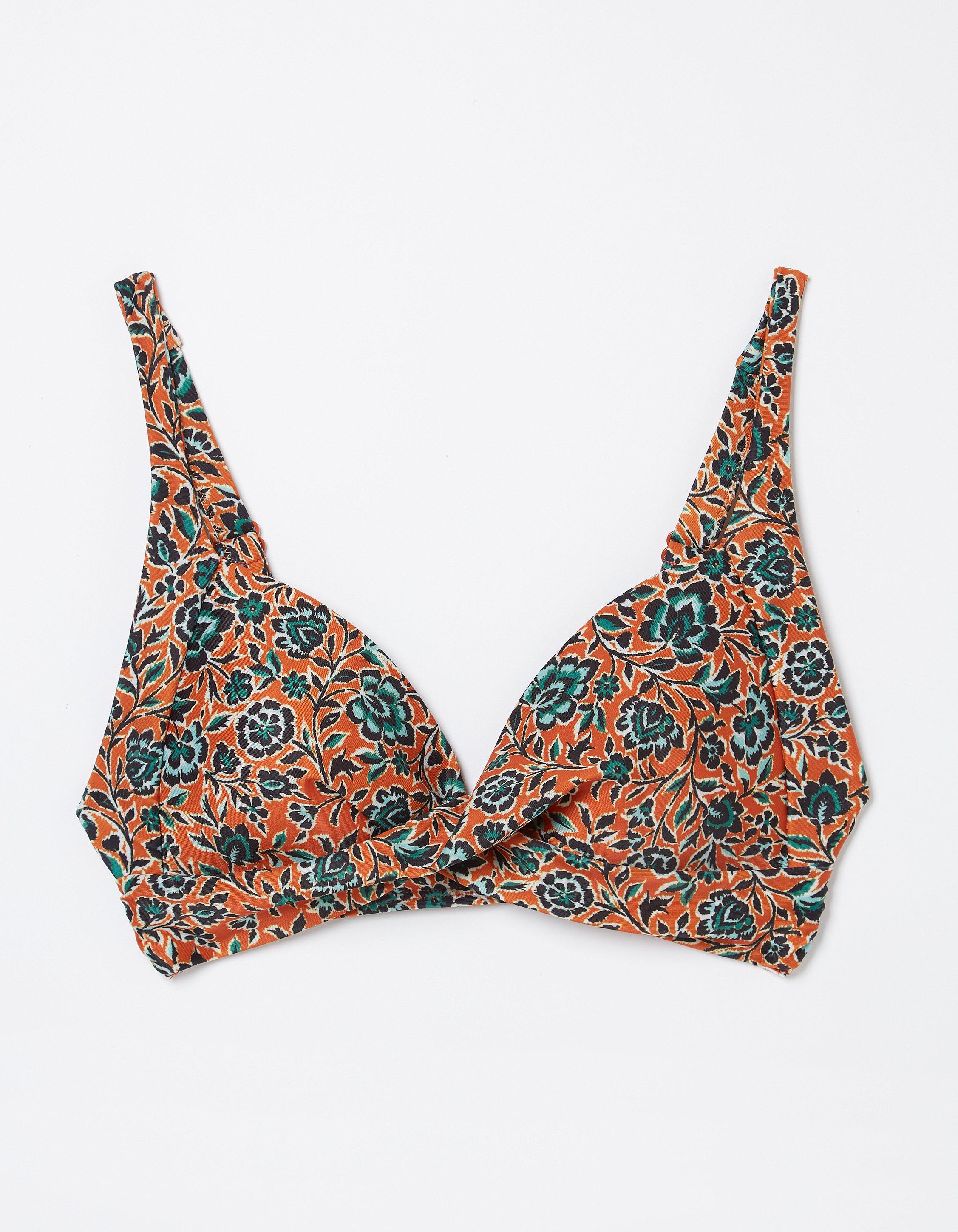 Sketched Floral Twist Bikini Top