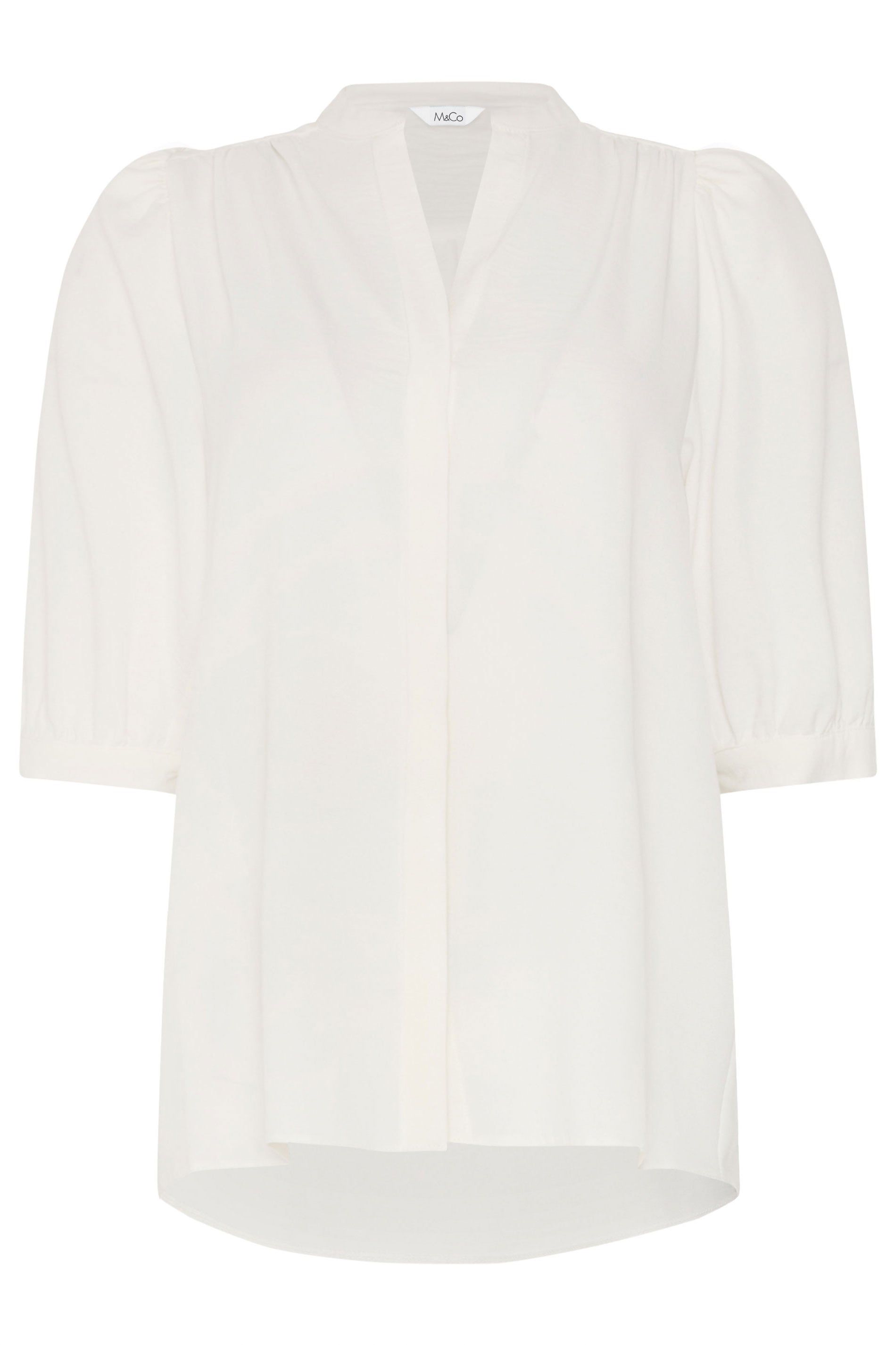 M&Co Short Puff Sleeve Blouse
