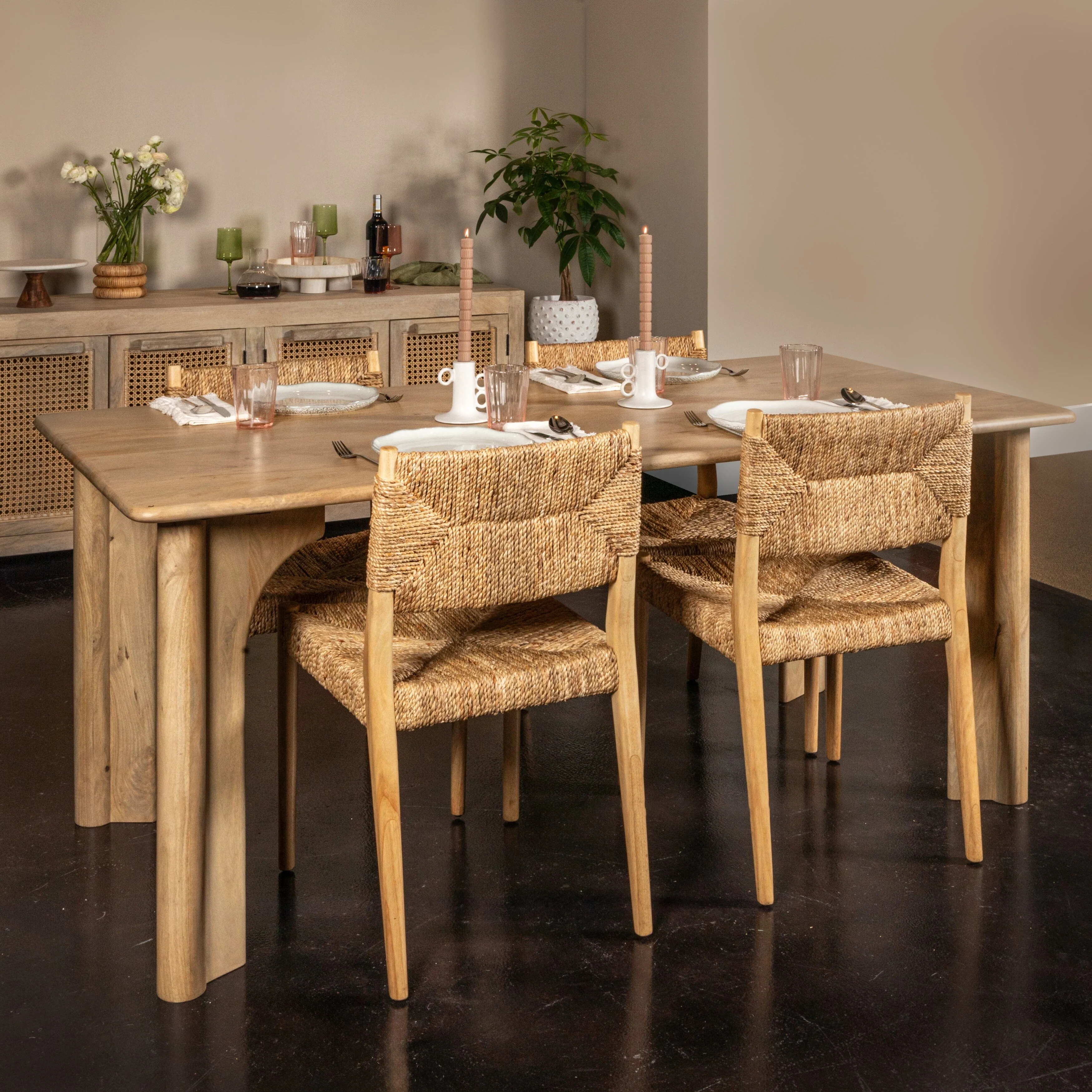 Mango Wood Dining Table with Arched Base