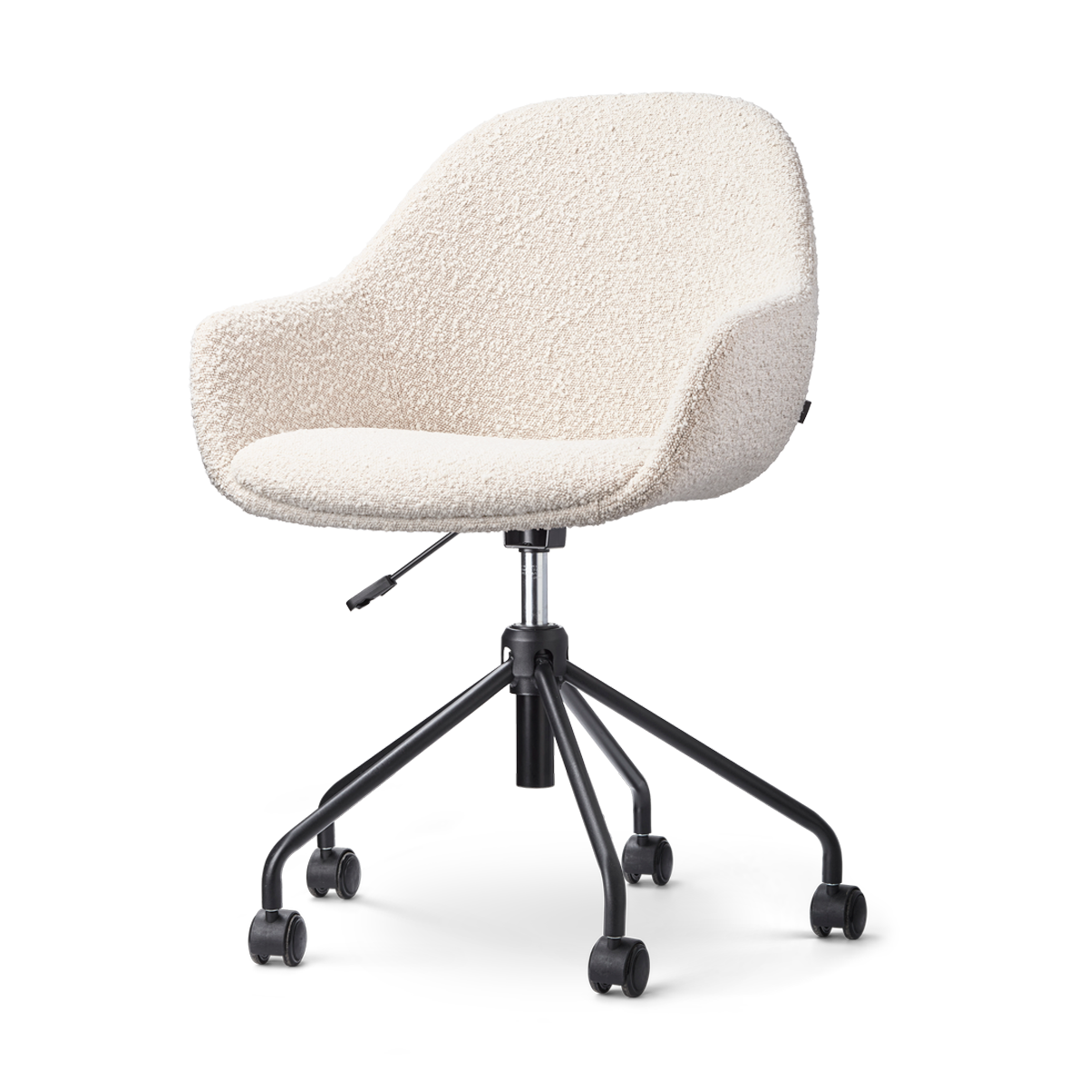 Nolon Nout-Mae Bureaustoel Bouclé Beige - Armleuning - Zwart Onderstel