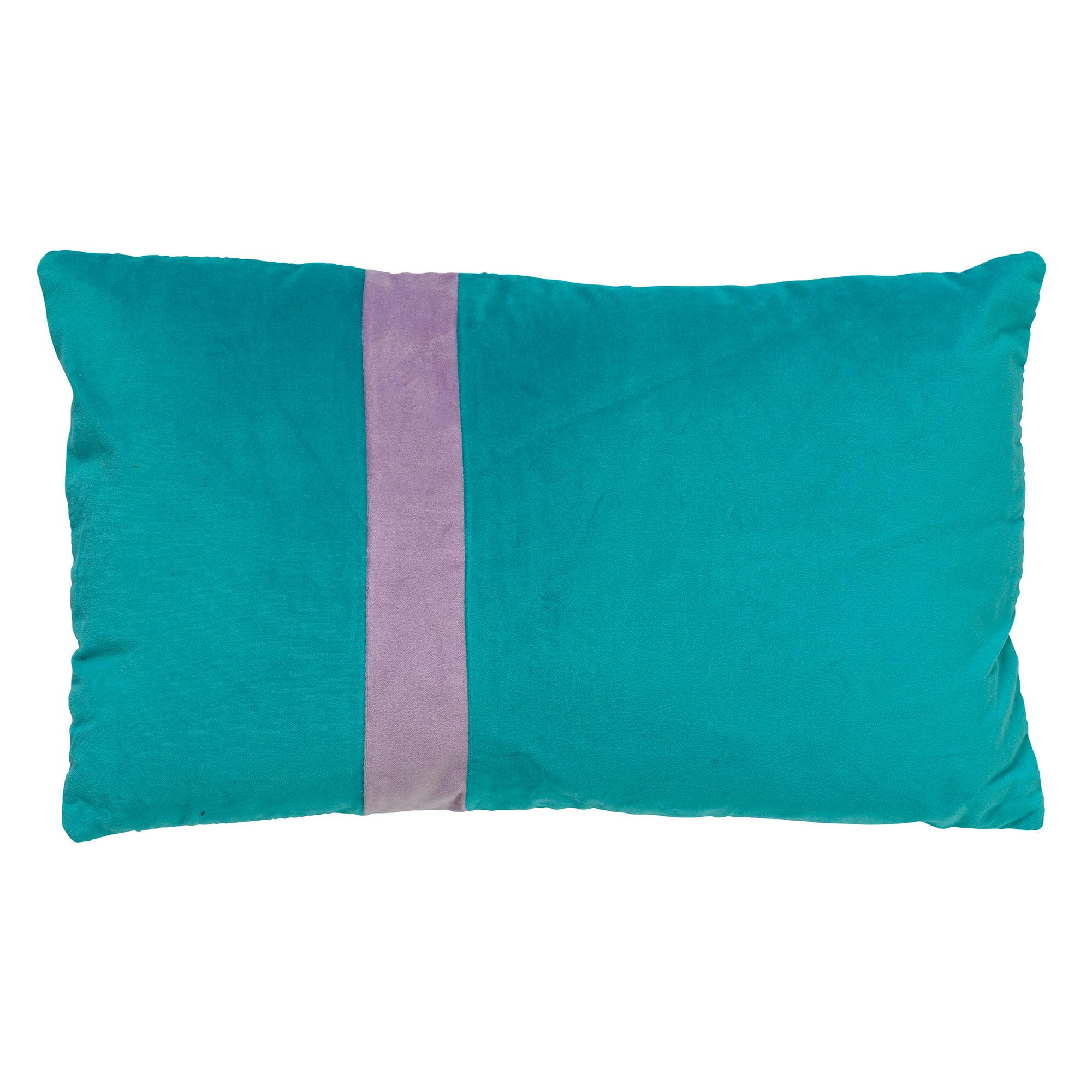 PIPPA - Coussin - bleu en velours 30x50 cm avec motif rayé