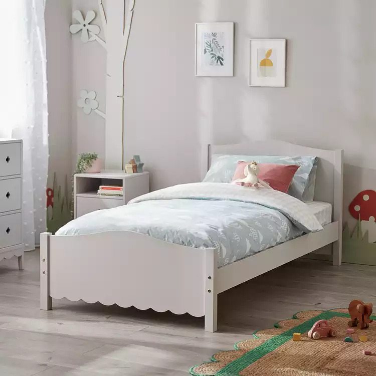 Habitat Serena Scallop Single Bed Frame – Light Grey