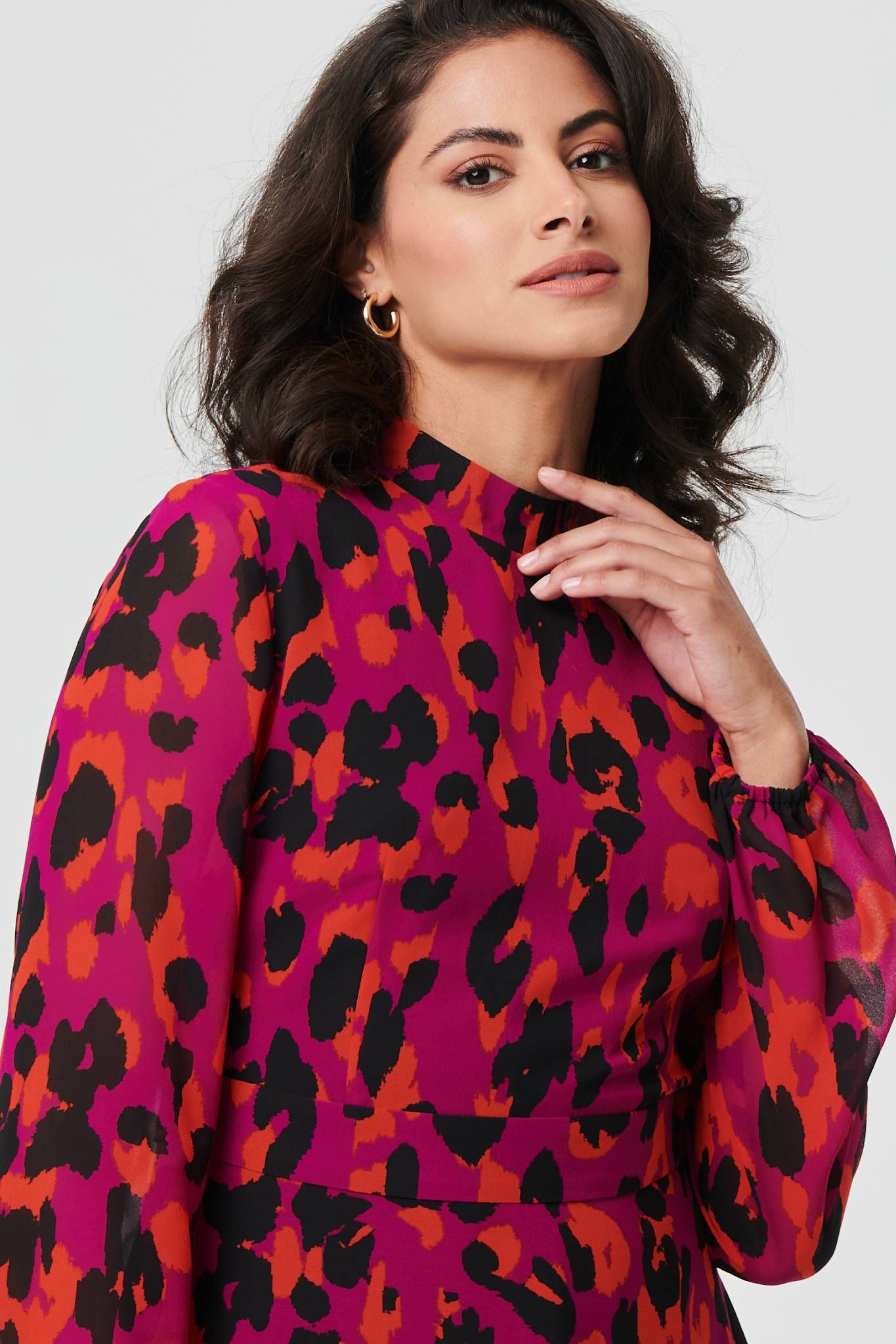 Izabel London Animal Print Tie Waist Mini Skater Dress
