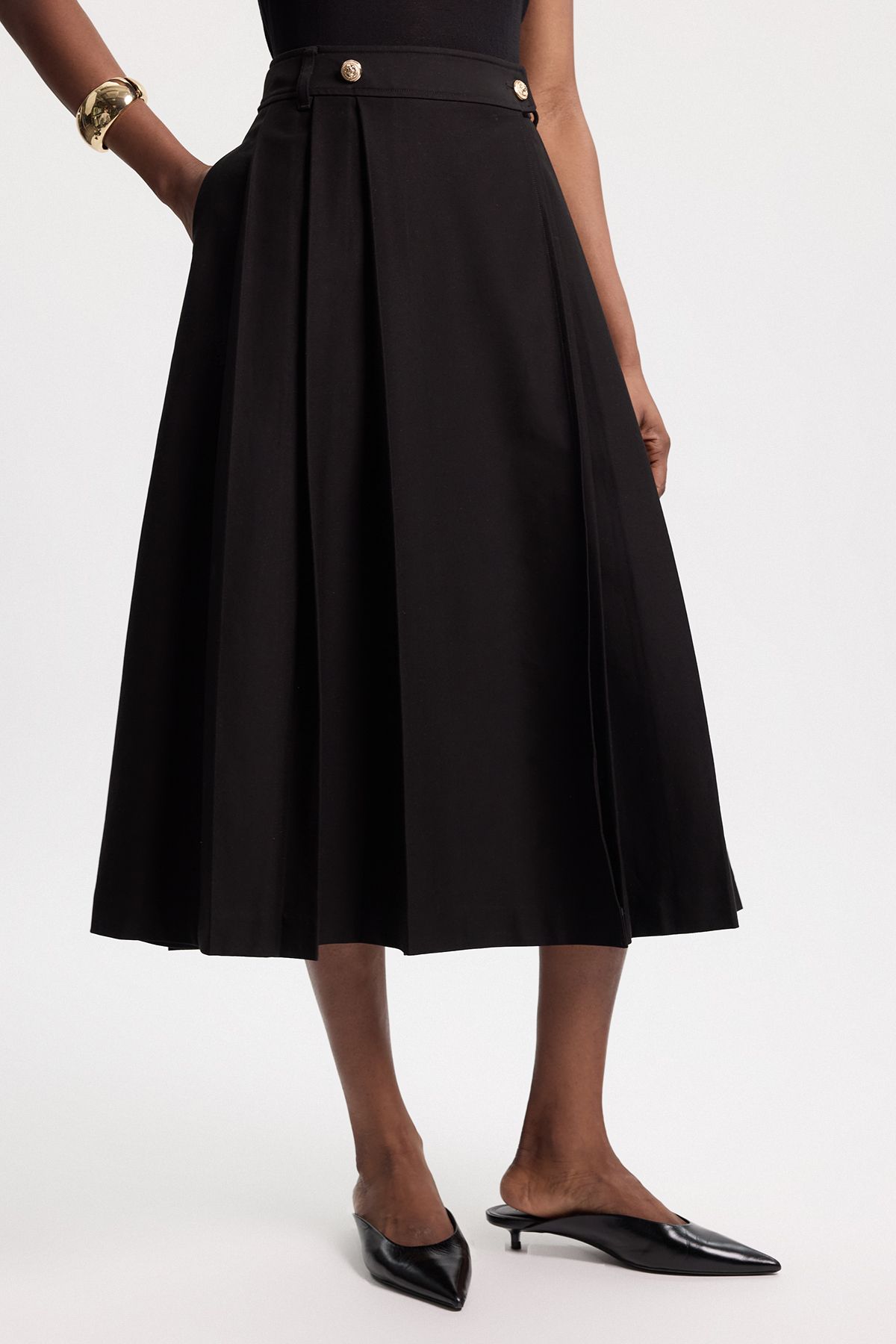 KarenMillen Utility Button Detail Midi Skirt