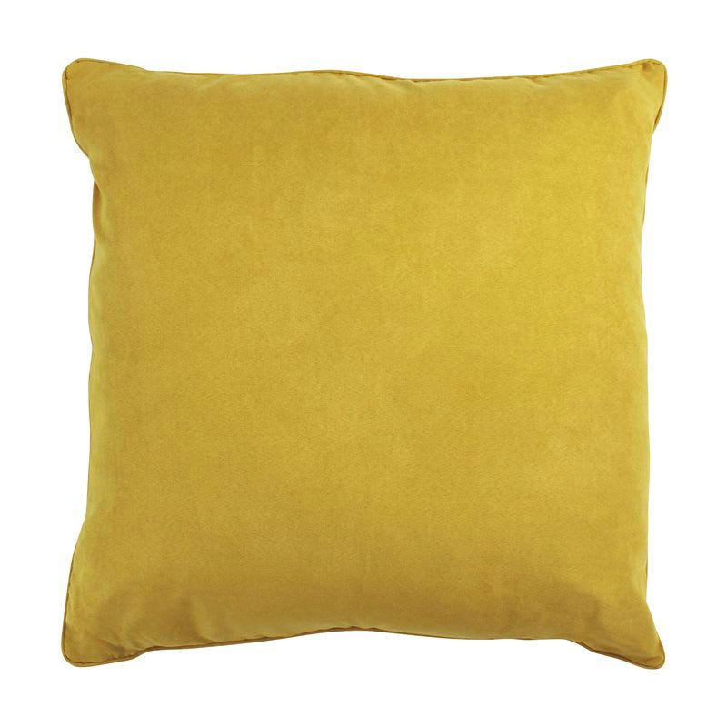 SUEDEN - Coussin de sol en suédine jaune 70x70