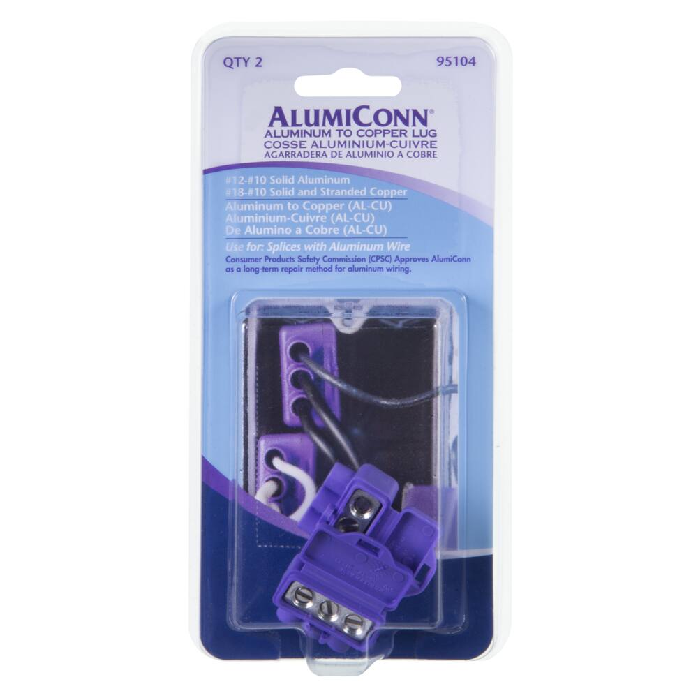 King Innovation 95104 AlumiConn 3-Port Aluminum to Copper Wire Connectors, Purple, 2-pk