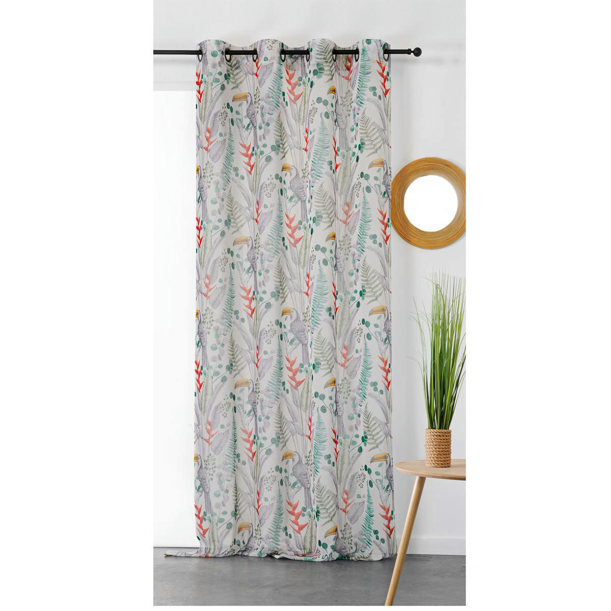 - Voilage esprit paradisiaque polyester blanc 150x265 cm