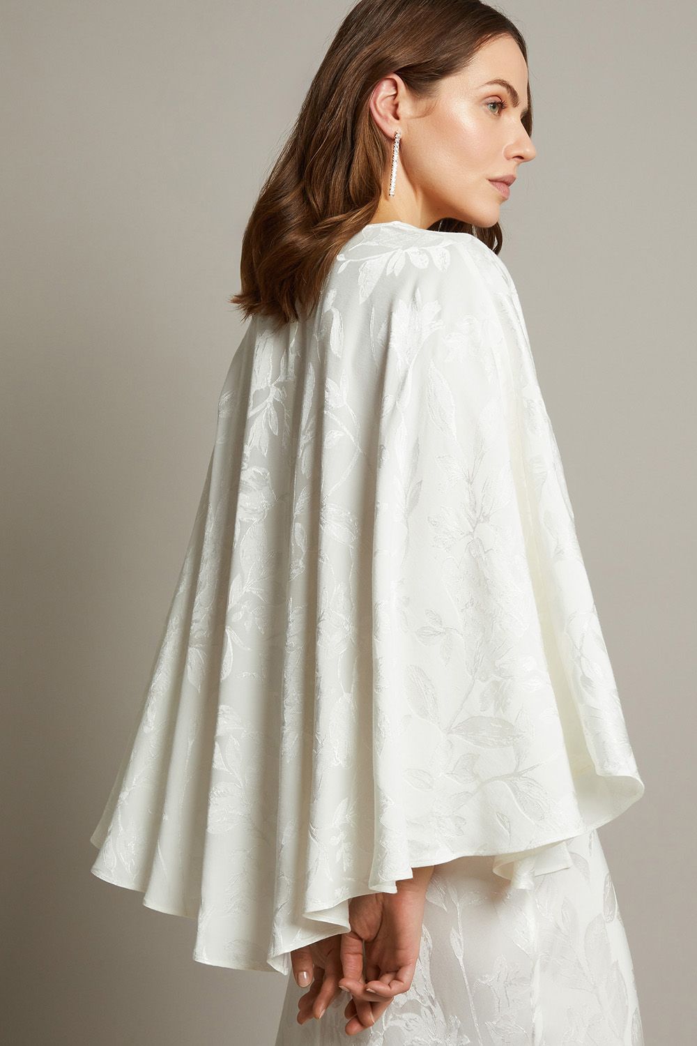 Monsoon Clara Cape Satin Wedding Dress Ivory