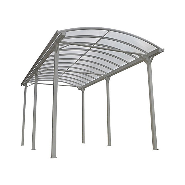 Carport aluminium blanc 3,60x7,62m pour camping-car, toiture polycarbonate 6mm X-Metal