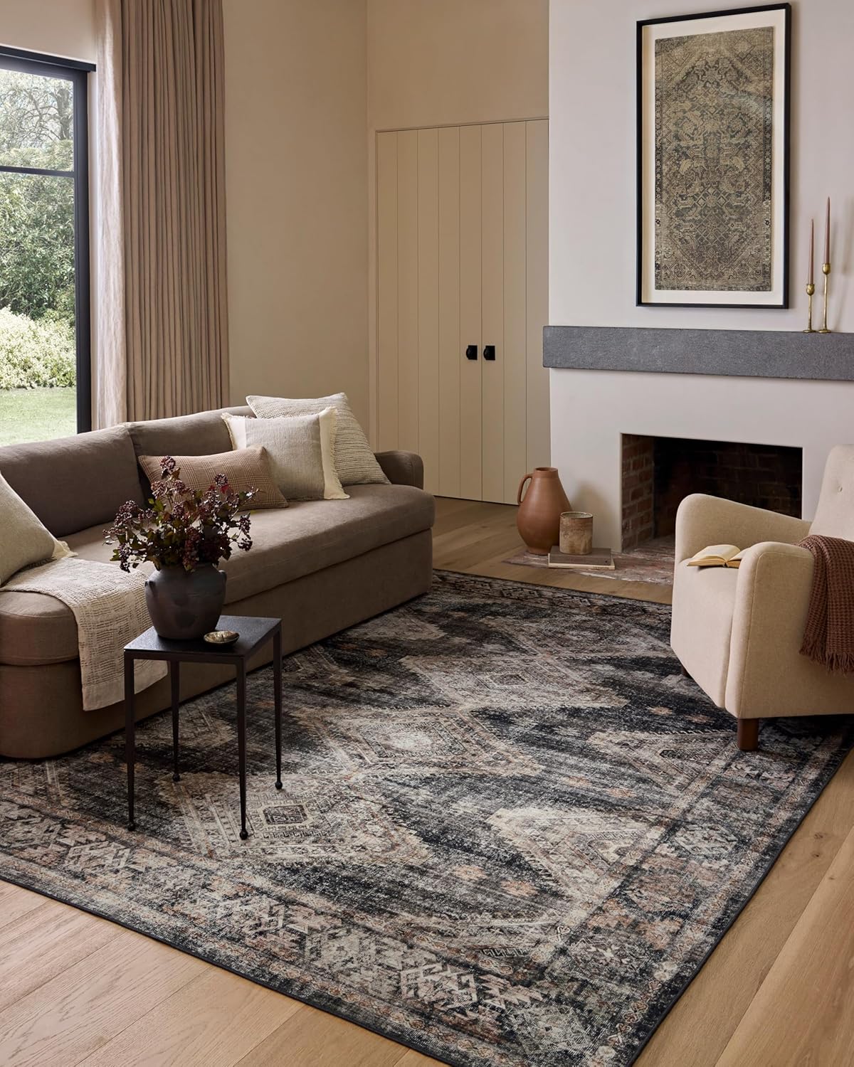 Loloi Amber Lewis Josie Collection JOS-04 Ink/Earth 9'-0 x 12'-0, .13 Pile Height, Low Profile, Machine Washable, Area Rug