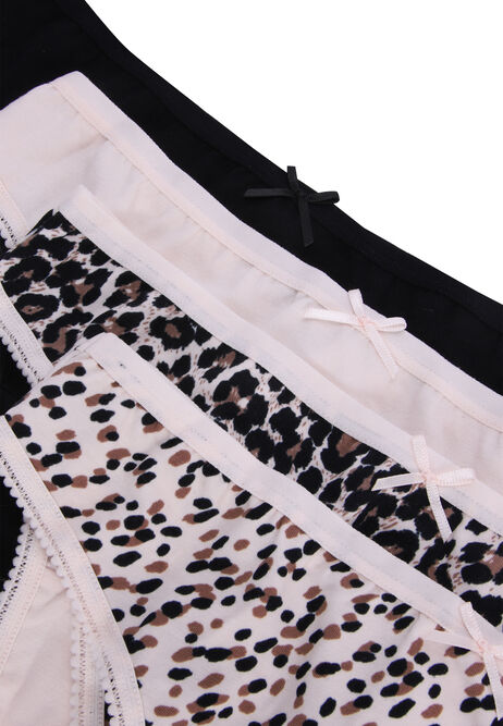 Womens 4pk Cream Animal Print Thongs