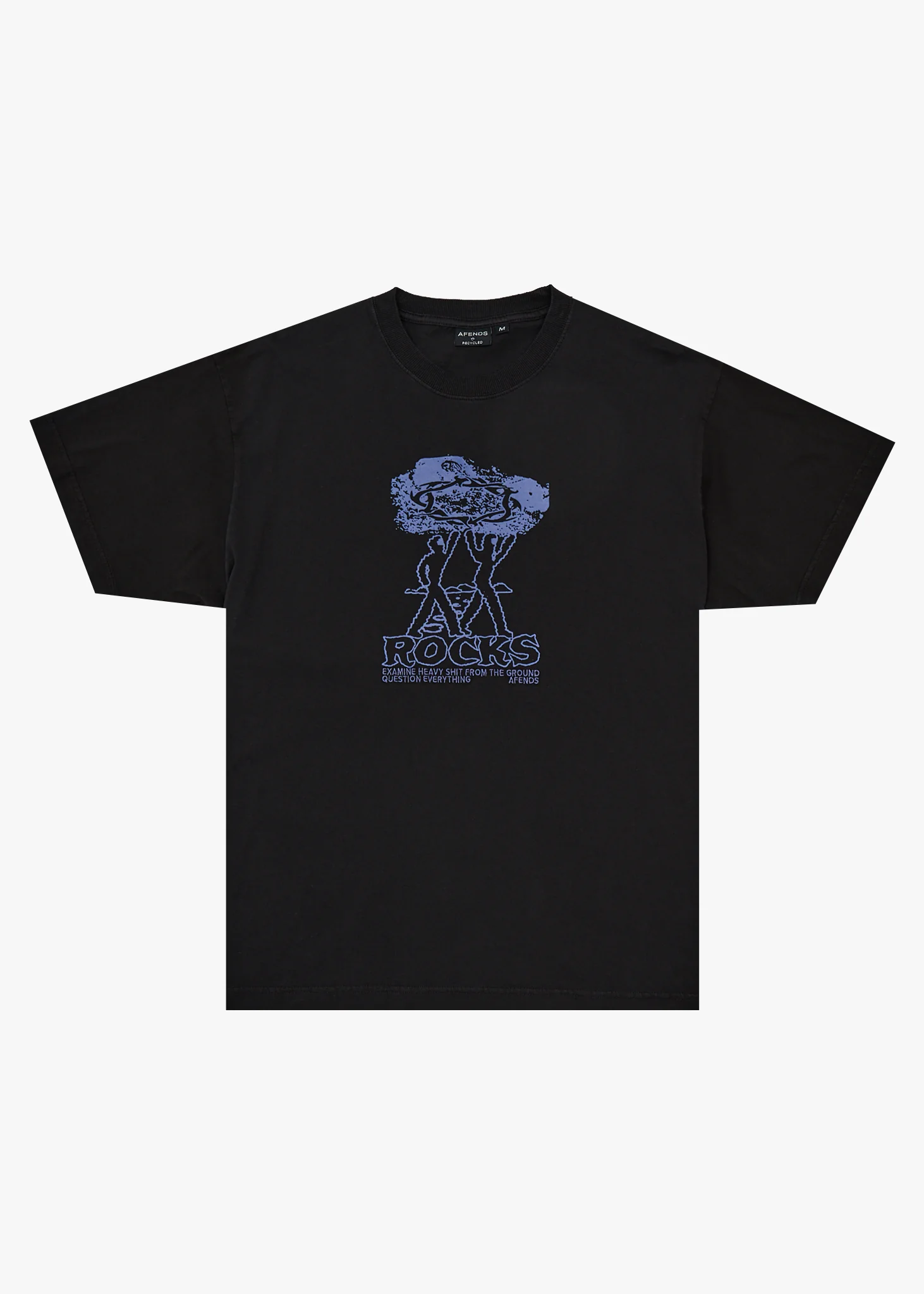 AFENDS Mens Rocked - Boxy Tee - Stone Black