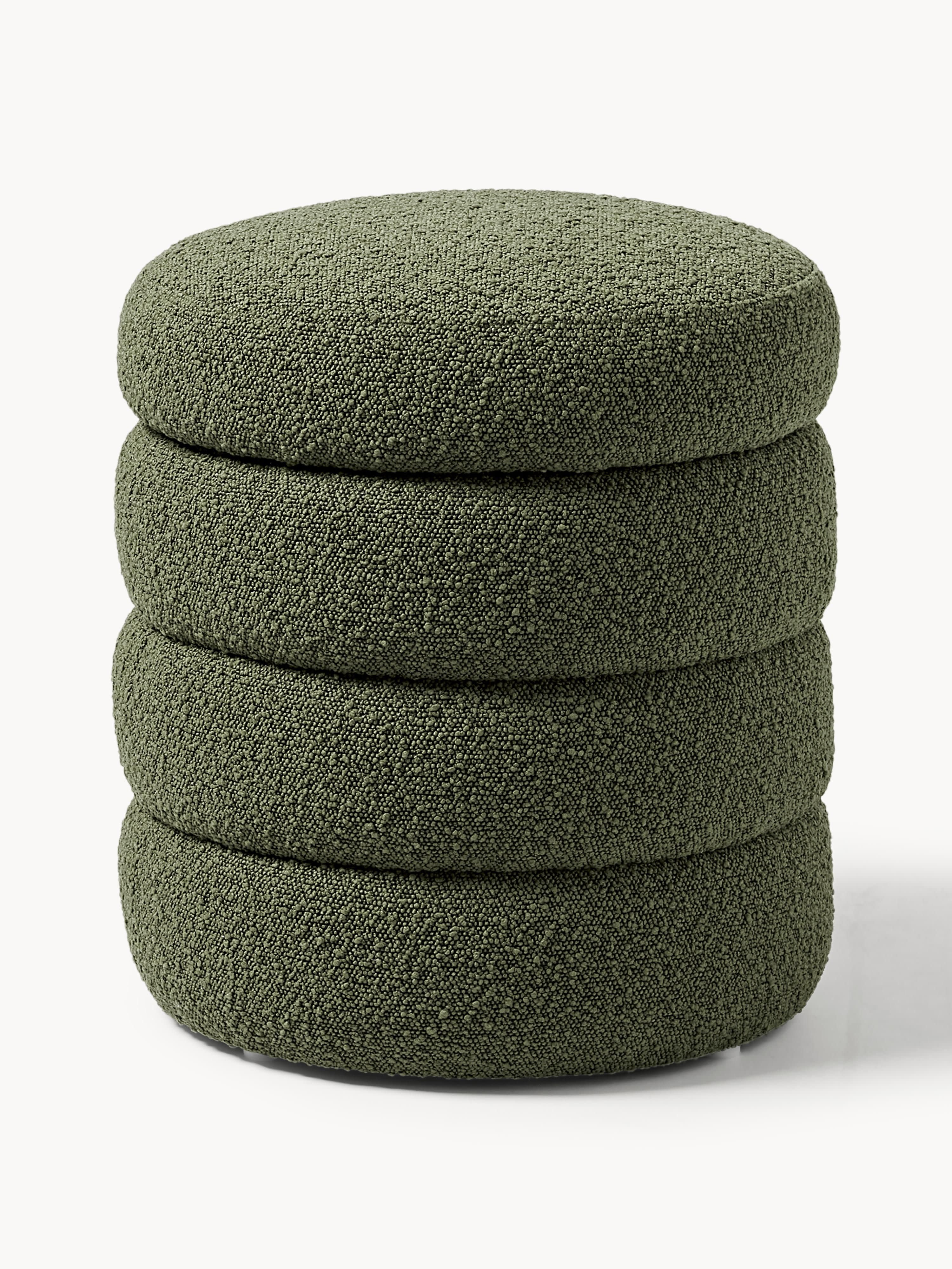 Bouclé-Polsterhocker Alto mit Stauraum