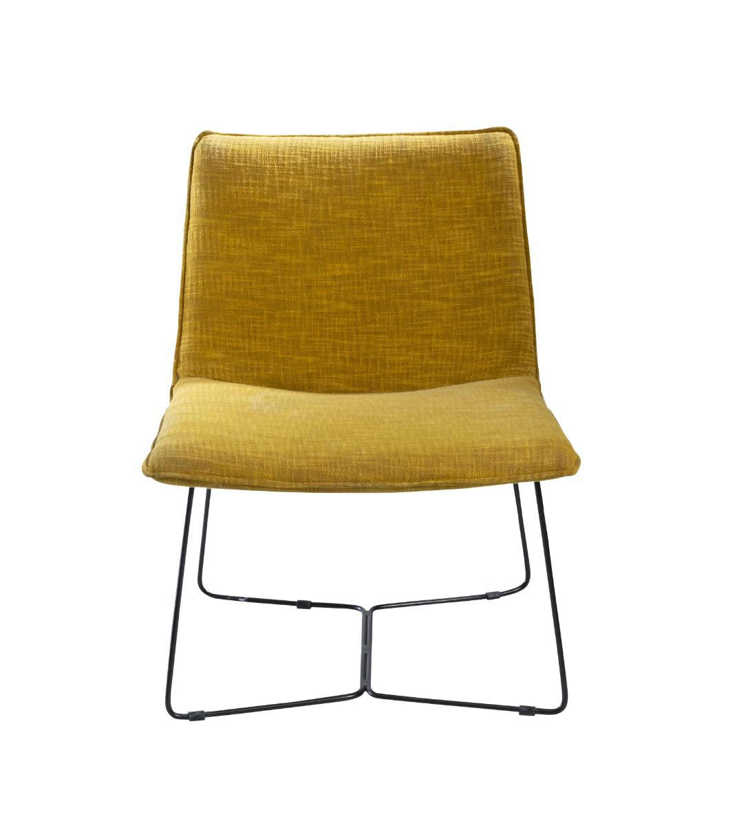 DAHLIA - Fauteuil en tissu jaune moutarde 62 cm