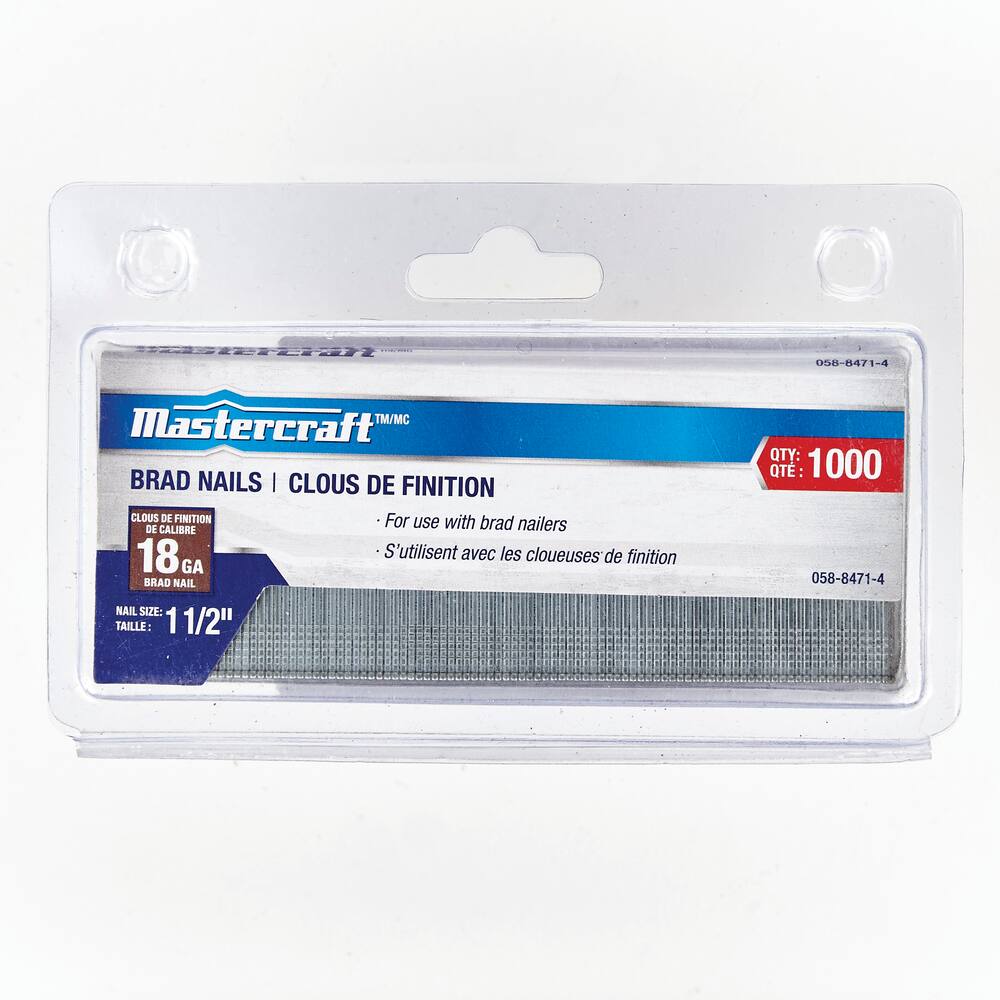 Mastercraft 18-Gauge Galvanized Steel Brad Nails, 1-1/2-in, 1000-pc