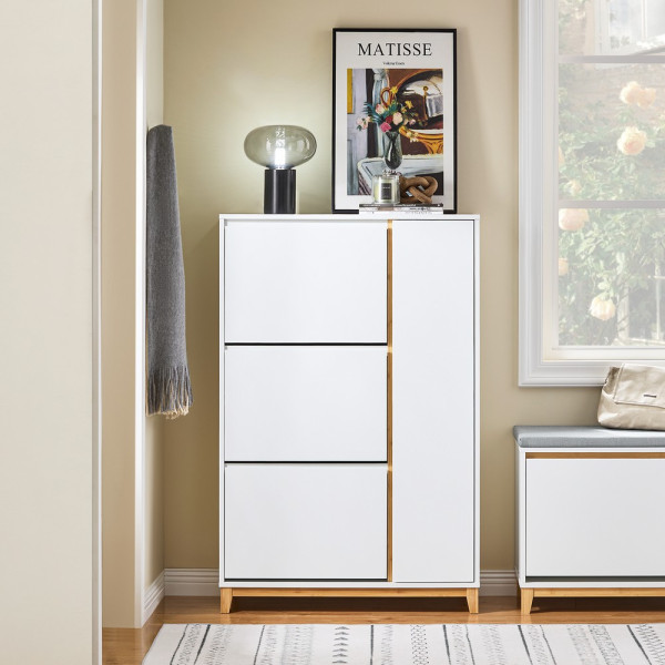 SoBuy Szafka na buty z trzema drzwiczkami 80x34x122.1cm FSR189-NW