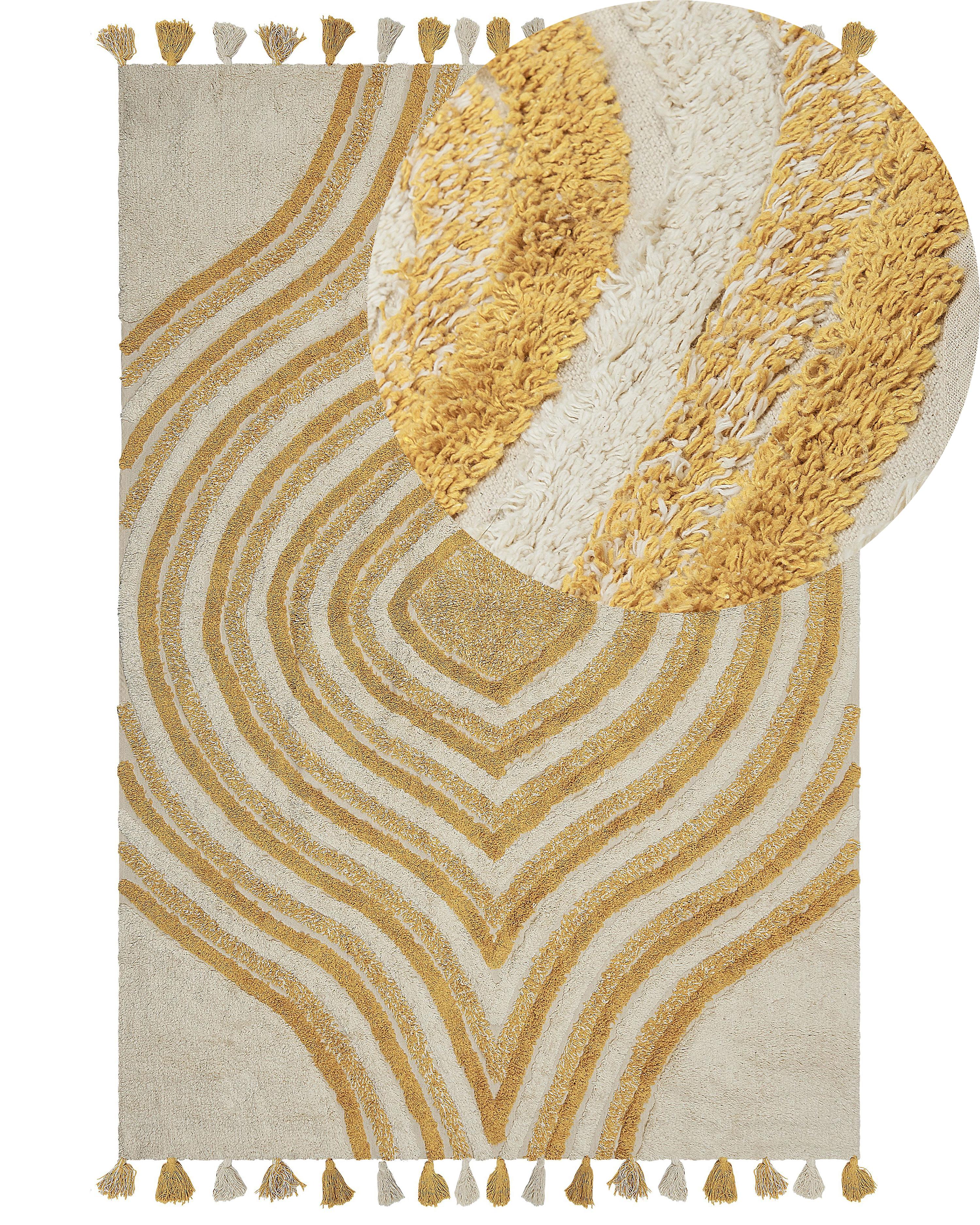 Rug BINGOL Yellow 140 x 200 cm Cotton