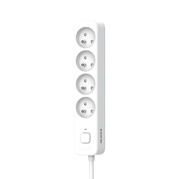 Multiprise 4 prises avec interrupteur blanc gris 2 m