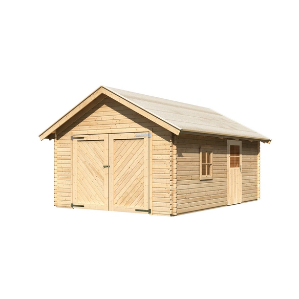 Blockgarage »Blockbohlengarage«, Außenmaß BxT: 387 x 537 cm, natur