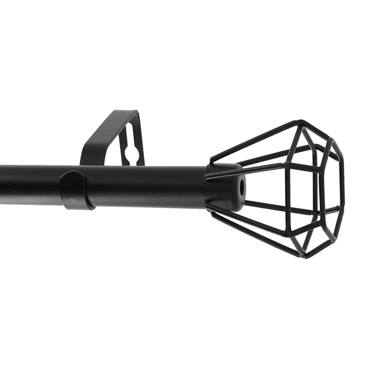 Kit tringlerie en métal Ø 19 - 16 mm extensible avec embout noir mat 1,2 à 2,1 m MOBOIS
