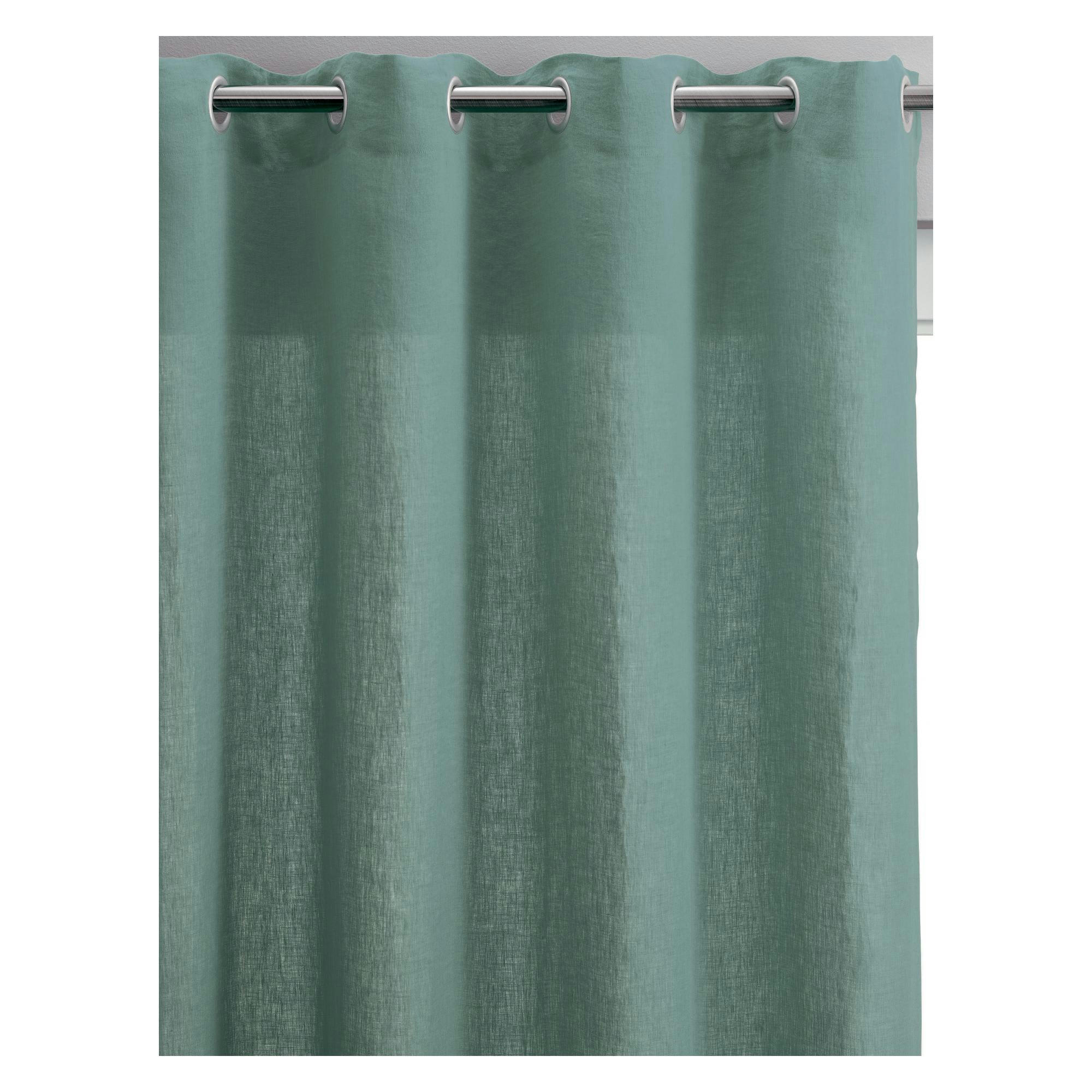 ZEFF - Rideau voile  en lin vert de gris 140 x 280