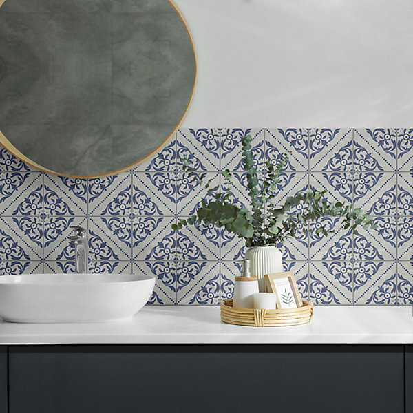 Panneau Mural PVC Wallfluent 50x50 cm Motifs Floraux 4 pièces