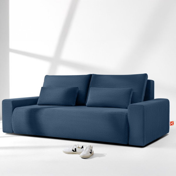 KONSIMO MOLLIS rozkładana sofa trzyosobowa, pojemnik na pościel, sztruks