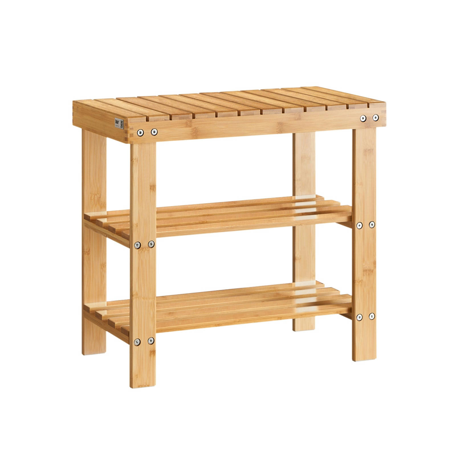 - Banc d'entrée en bambou 2 étagères